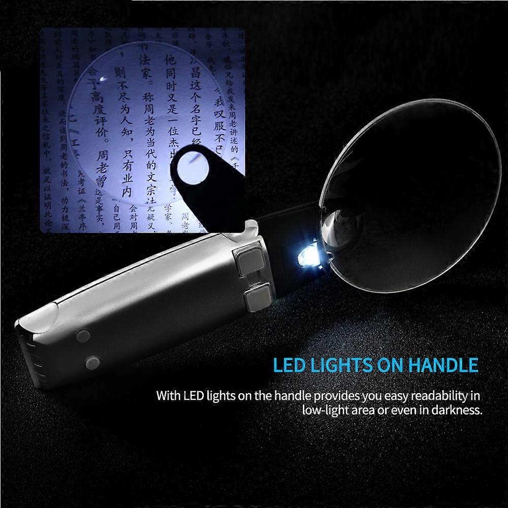 Hangheld Desk Type Magnifier 20X/30X Magnifying Glass Lens with LED Light for Reading Low Vision Seniors(Battery Not Included)
