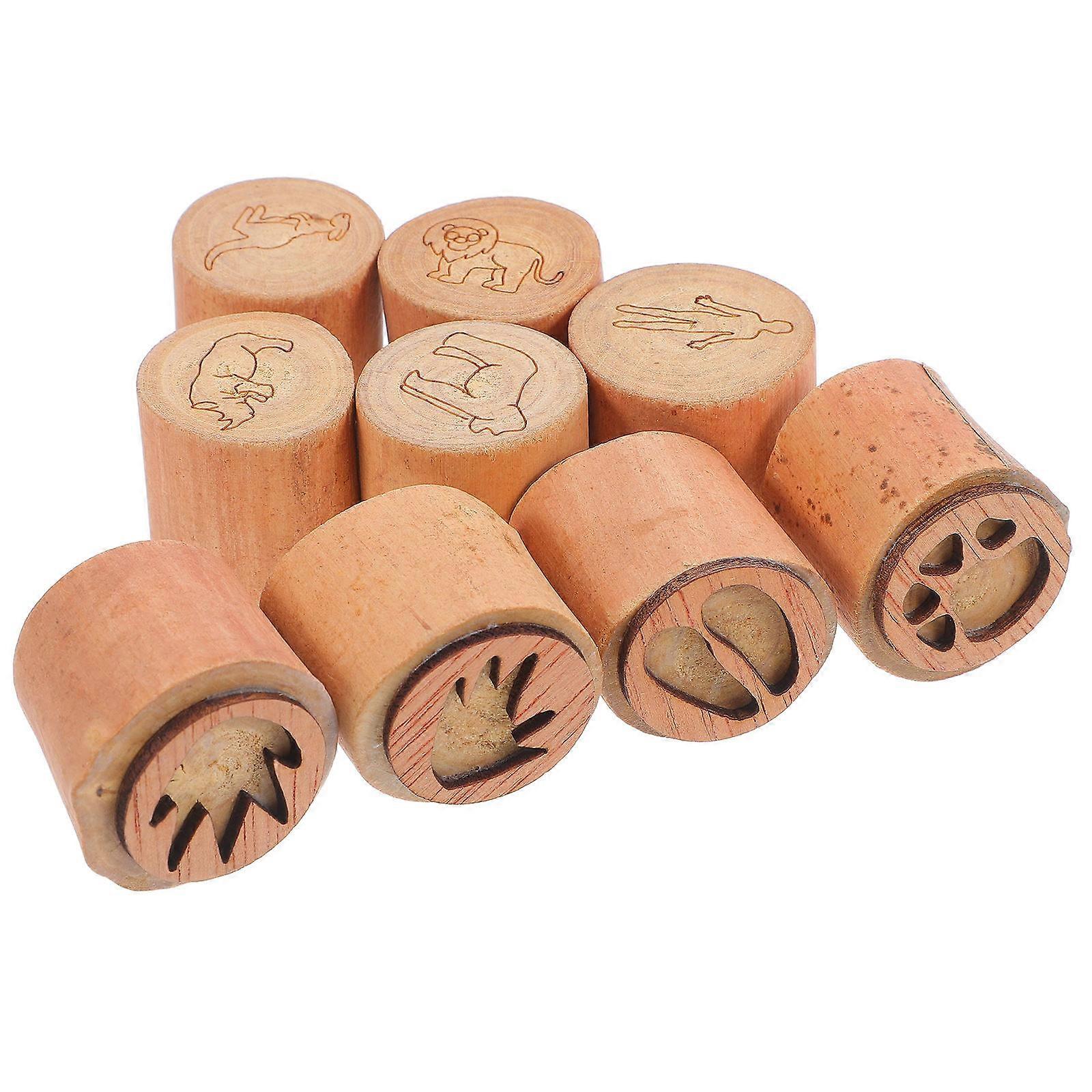 9pcs Animal Footprint Wooden Stamps for DIY Crafting – Ideal for Home, Office, and School Projects – Versatile Stamps for Cards, Journals, and Decor