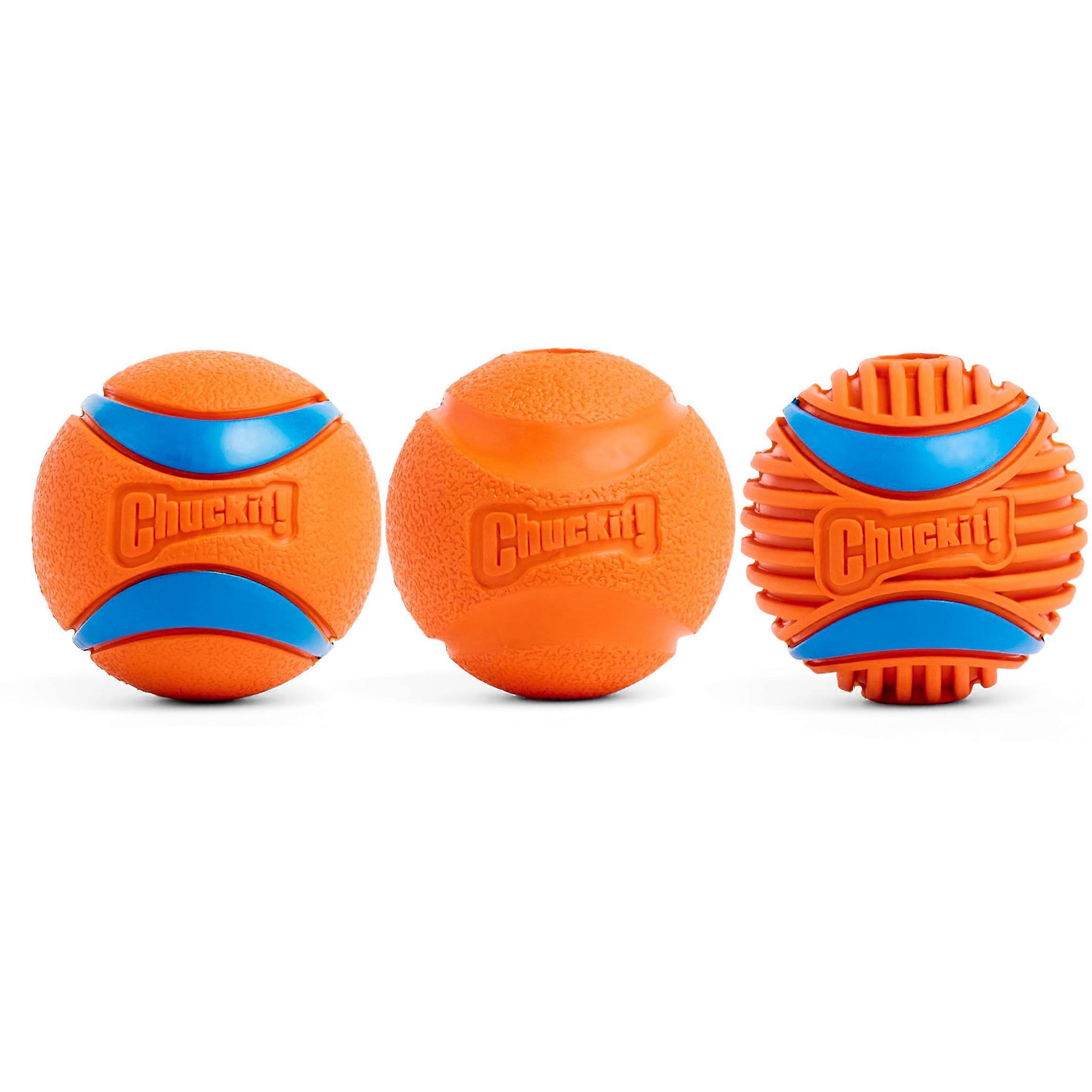 Gen 3 Rubber Balls for Dogs, Medium Ultra Ball and Fetch Ball, Rugged Chew Toy, 3-Pack Multi-Colored