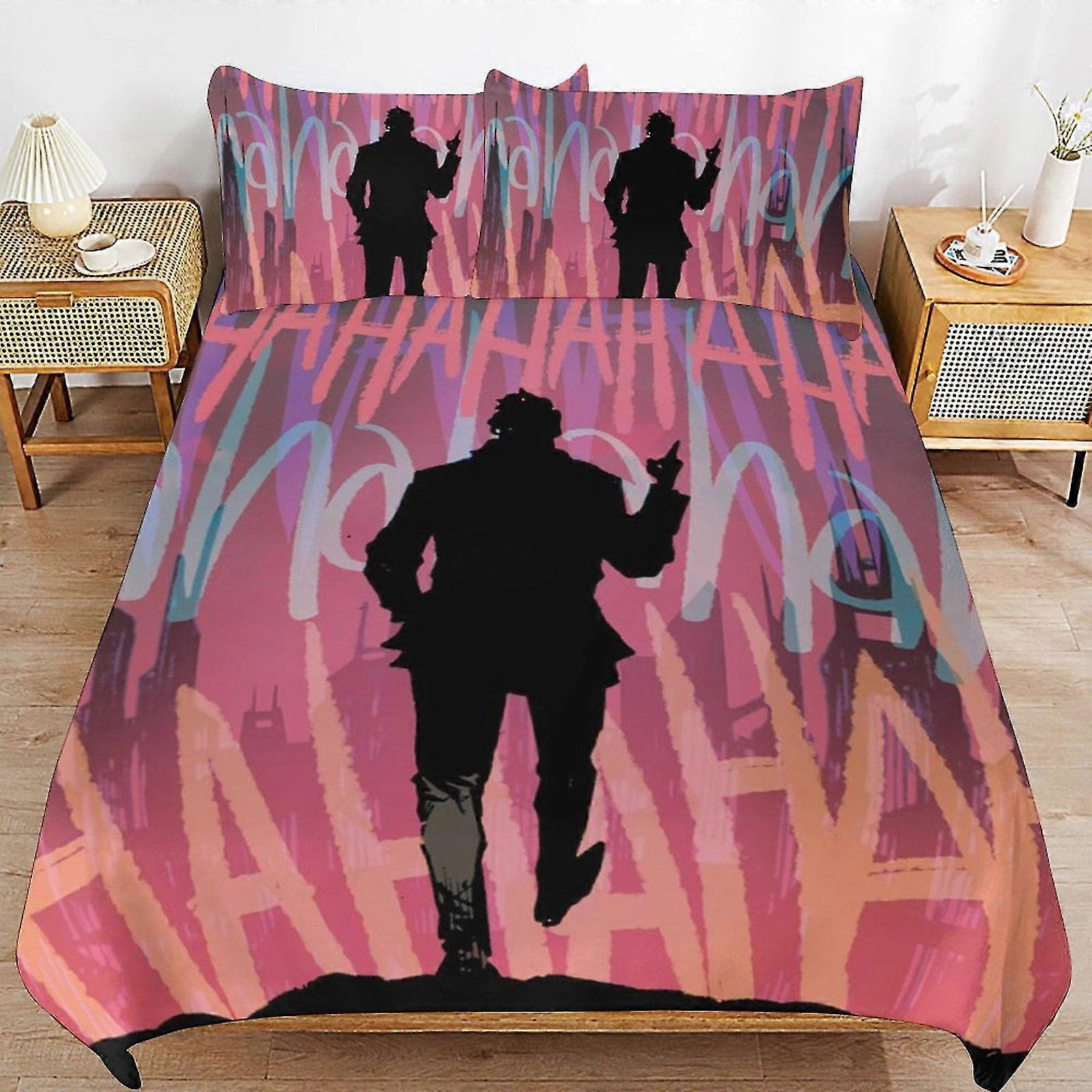 söt anime tecknad sängkläder set 3d-tryckt lätt rumsinredning, 1 påslakan och 2 kuddar för barn 79x90