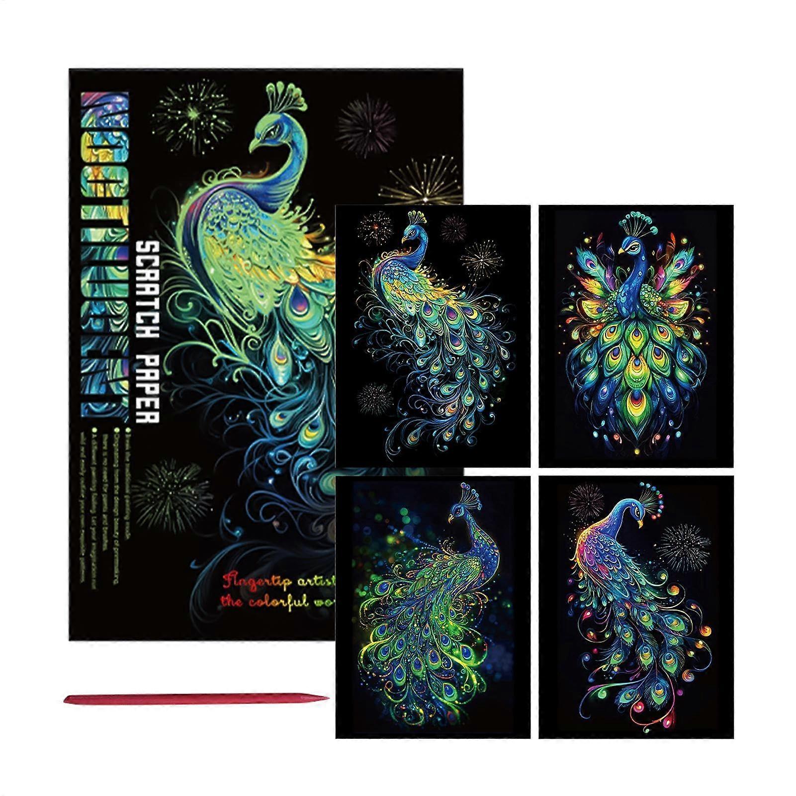 Scratch Off Engraving Scratchboard Set 21 x 28.5 cm, Creative Arts Crafts Kit for Kids and Adults, Lightweight Relaxing Toy