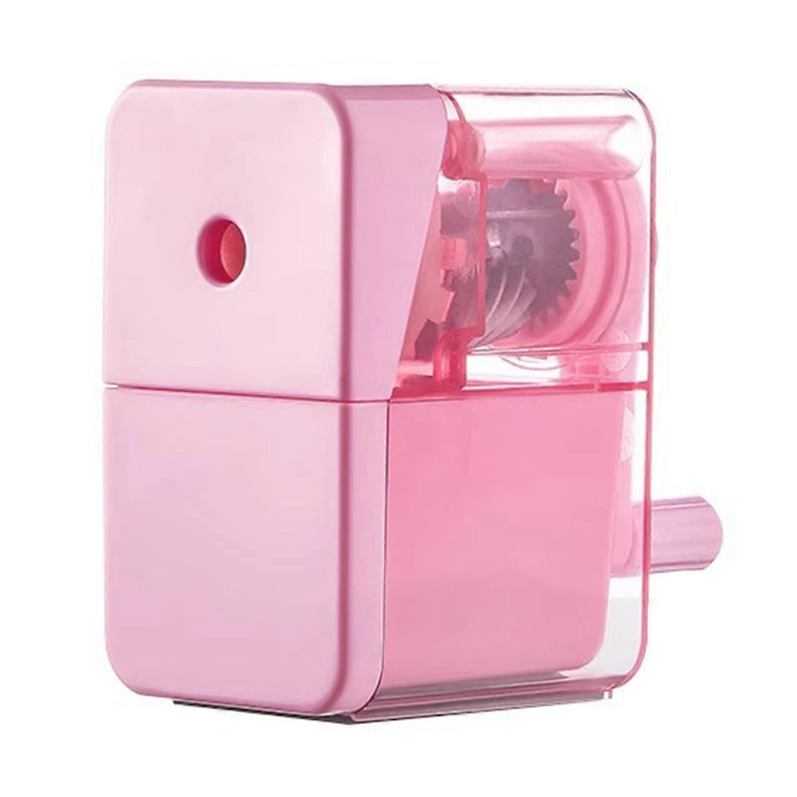 Manual Pencil Sharpener with Container, 2 Gear Automatic Feed, Adjustable Thickness for Kids, Artists, and Students