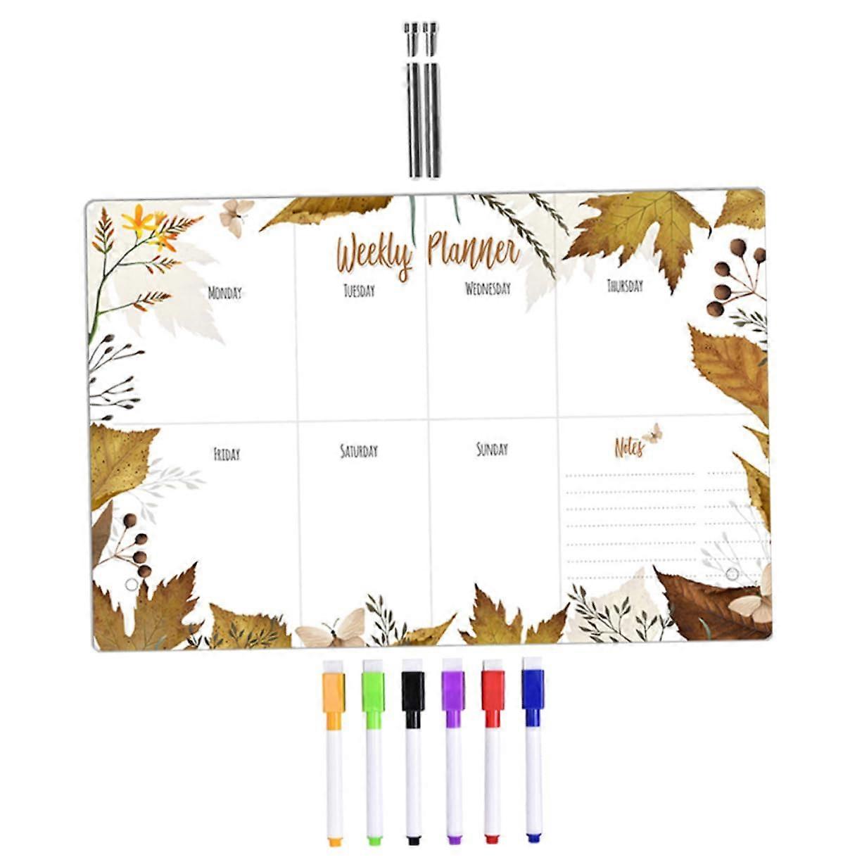 Acrylic Memo Board Erasable Transparent Writing Board For Planning, Reusable, Includes Pins And Markers, 30x20 cm