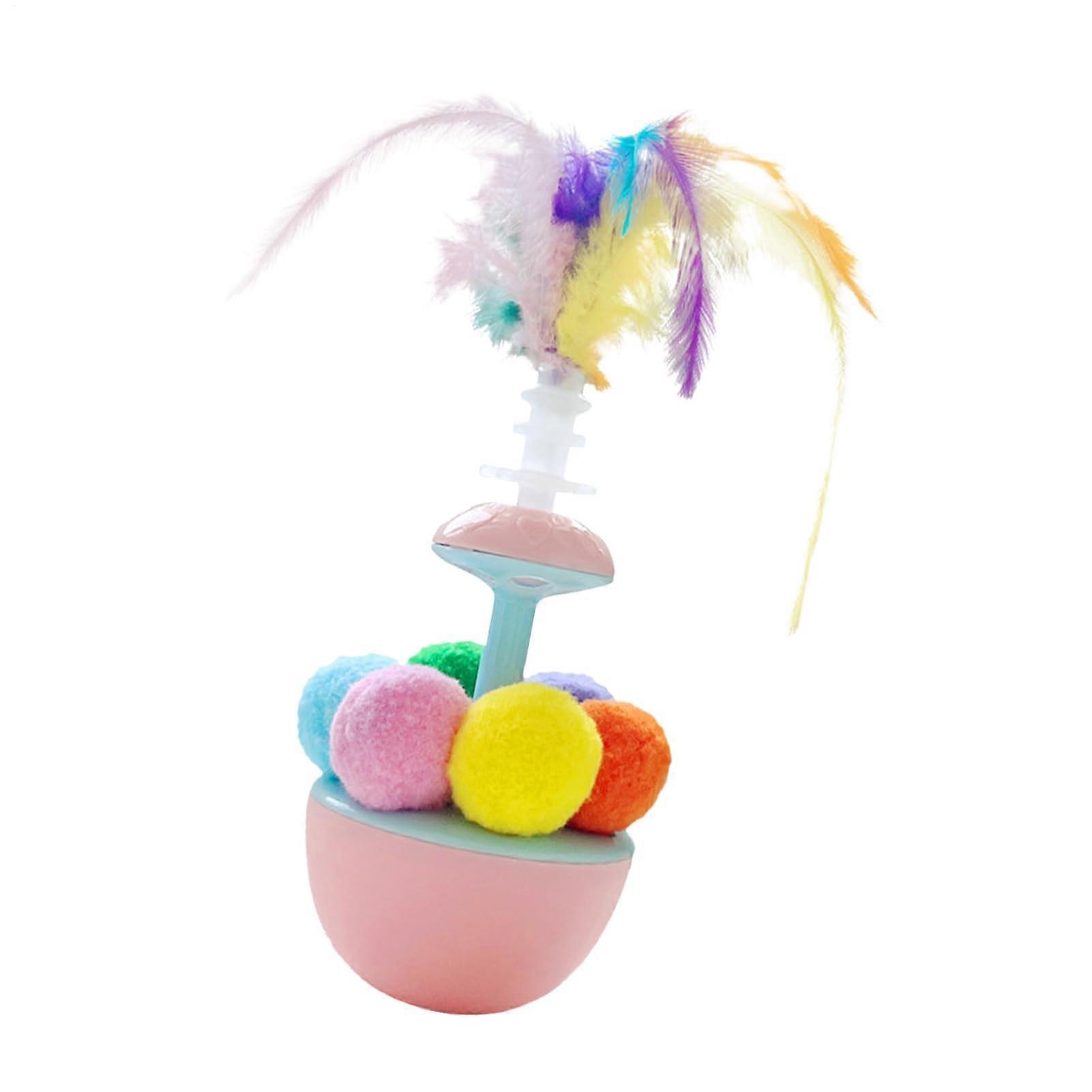 Cat Feather Ball Interactive Kitten Ball Toy For Cats Rose Color