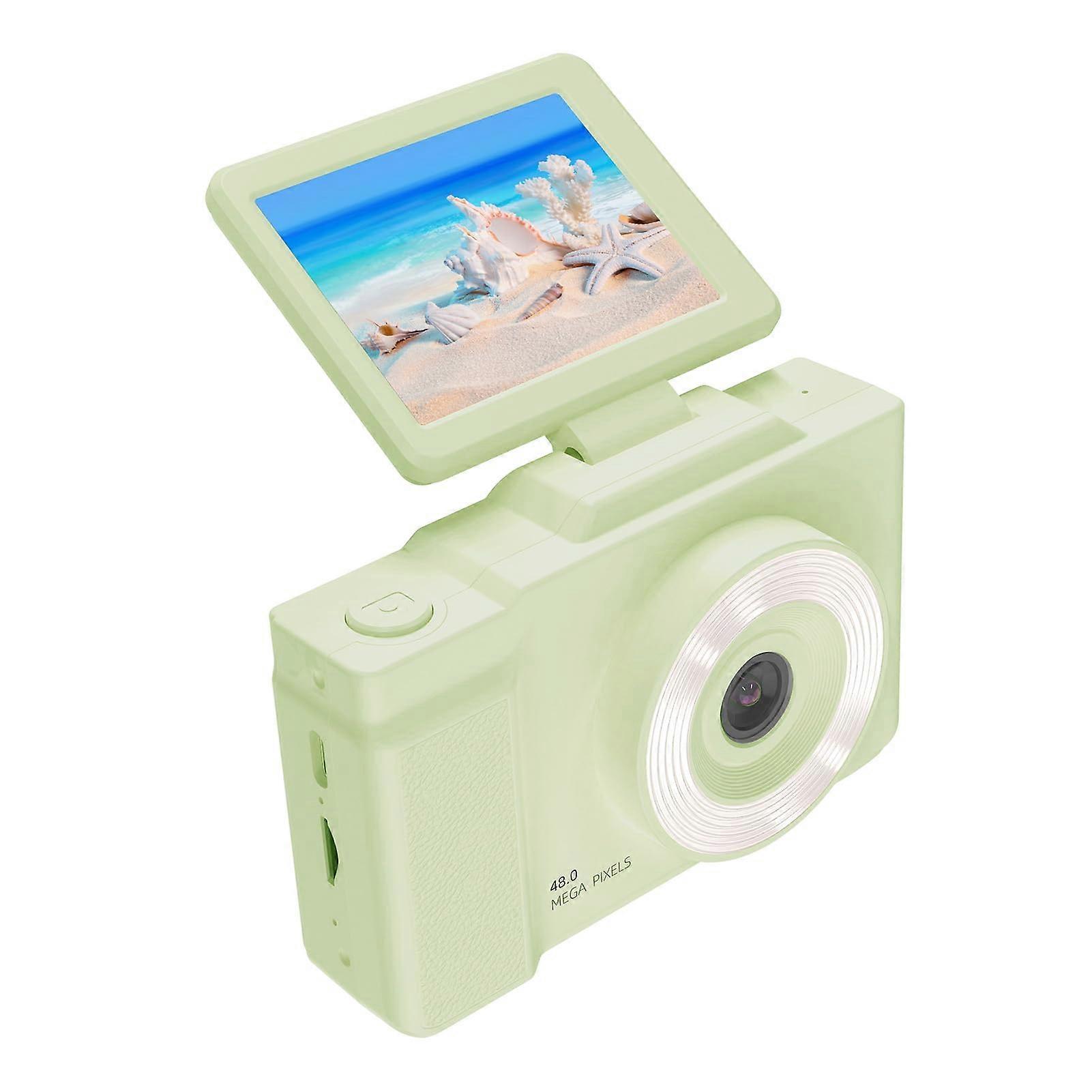 1080P Digital Camera, 48MP Photography, 2.8-Inch Rotating Screen, 16X Zoom, LED Fill Light for Teens, Students, Beginners, Green
