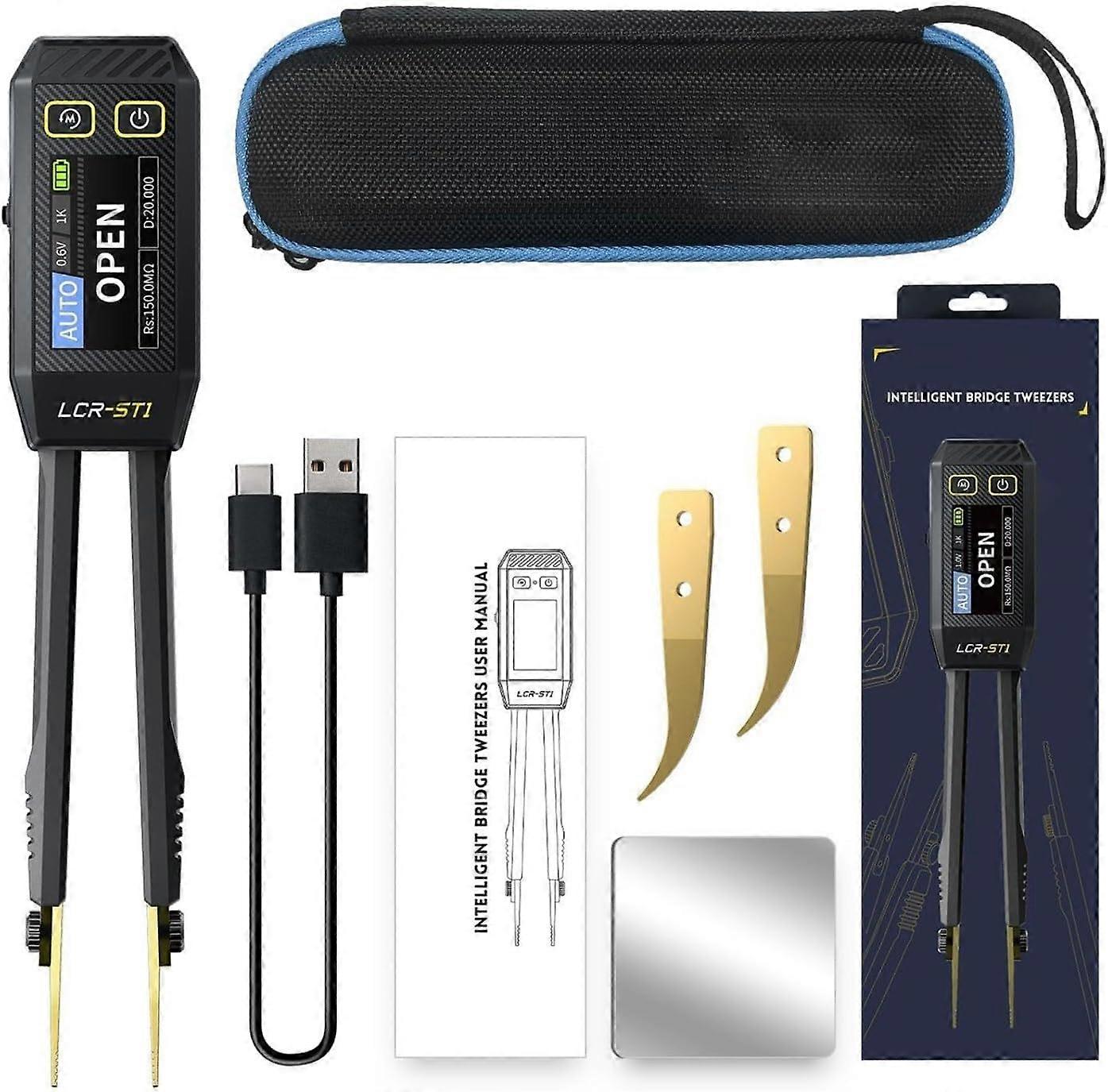 LCR-ST1 Digital Bridge Gauge with Intelligent Tweezers, High Precision LCR Measurement, 3 Frequency SMD Tester