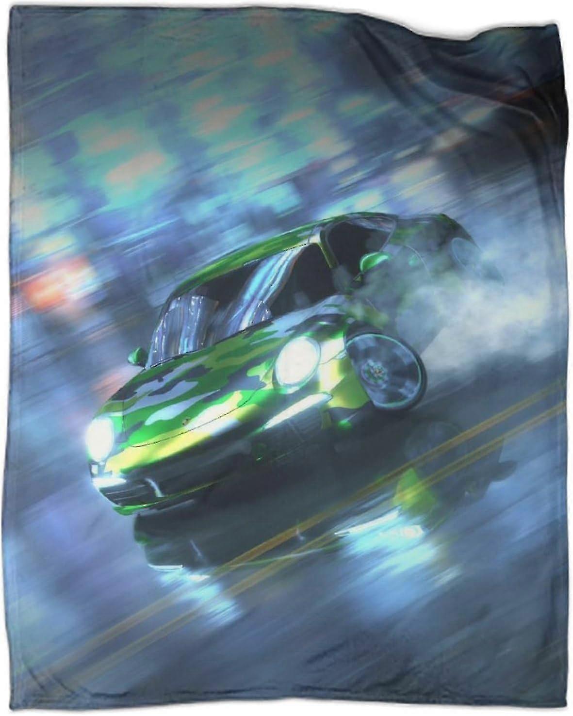 Car Drifting Ultra-soft Micro Fleece Blanket Soft And Warm Digitally Printed Flannel Blanket Christmas Birthday Gift