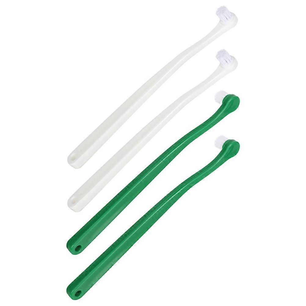 4pcs Small Head Pet Toothbrush for Cats and Small Dogs – Long Handle Manual Oral Cleaner with Gum Massage and Deep Cleaning Design