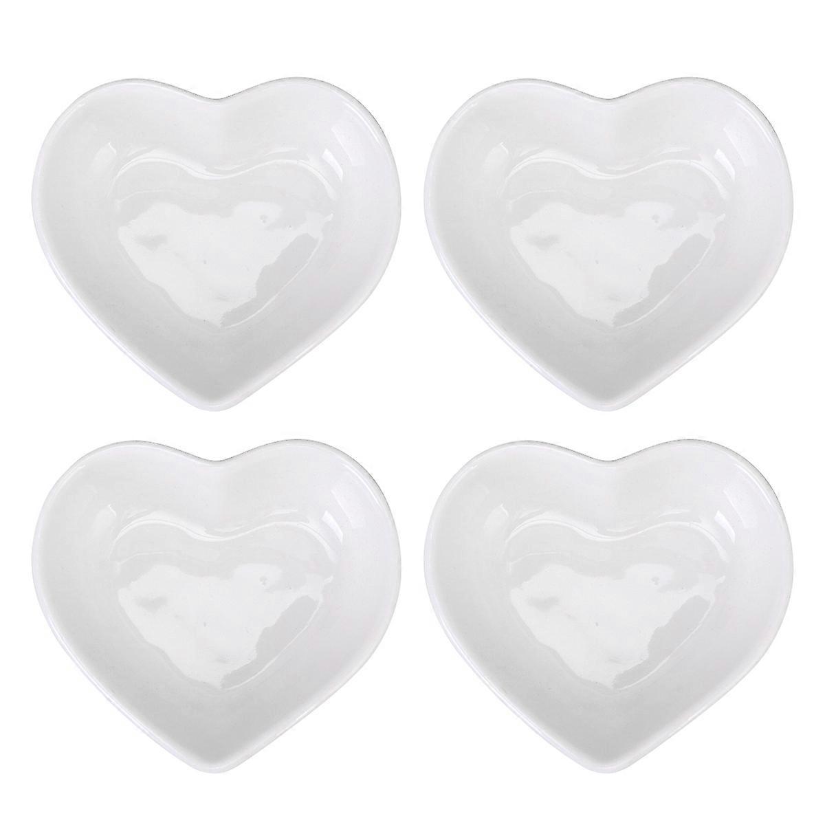 Ceramic Heart Shaped Tray For Food Elegant Design Home Kitchen Desktop Decor 4Pcs
