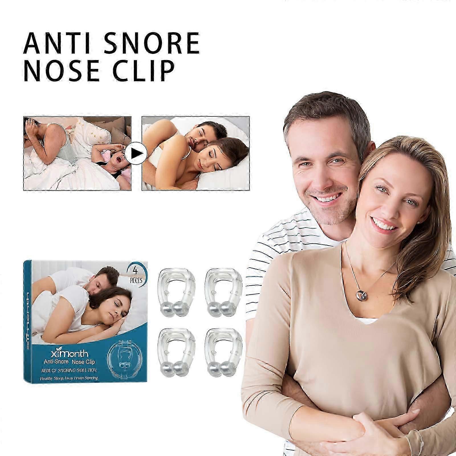 Anti Snoring Devices 4 Pack, Acrylic Stop Snoring Solution, Anti Snoring Nose Clip, Acrylic Snore Stopper, Comfortable and Effective to Stop Snoring