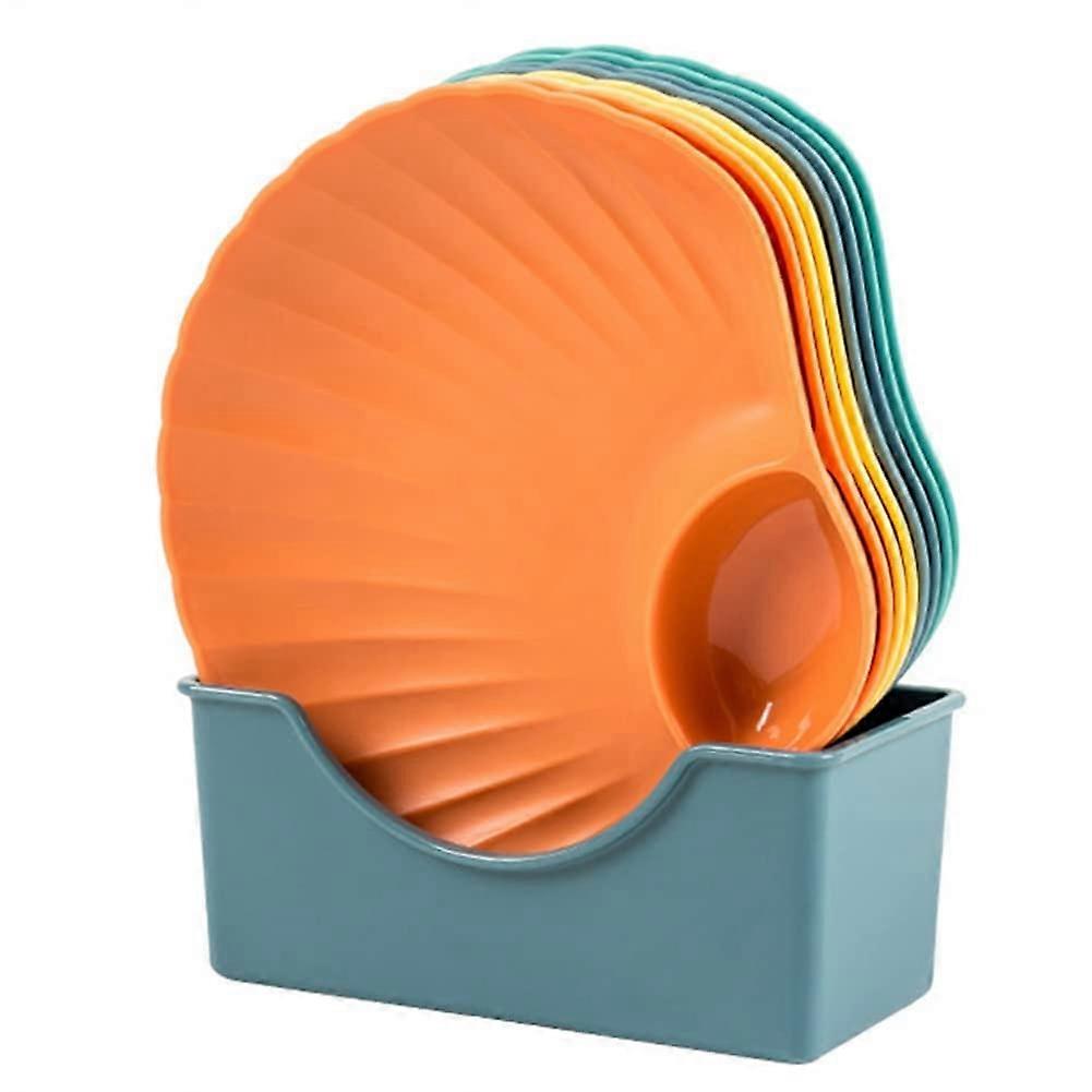 Multicoloured Shell Bone Spucking Dish Dining Table Bone Storage Tray Cute Shell Shaped Platter Fruit Plate with Bottom Bracket