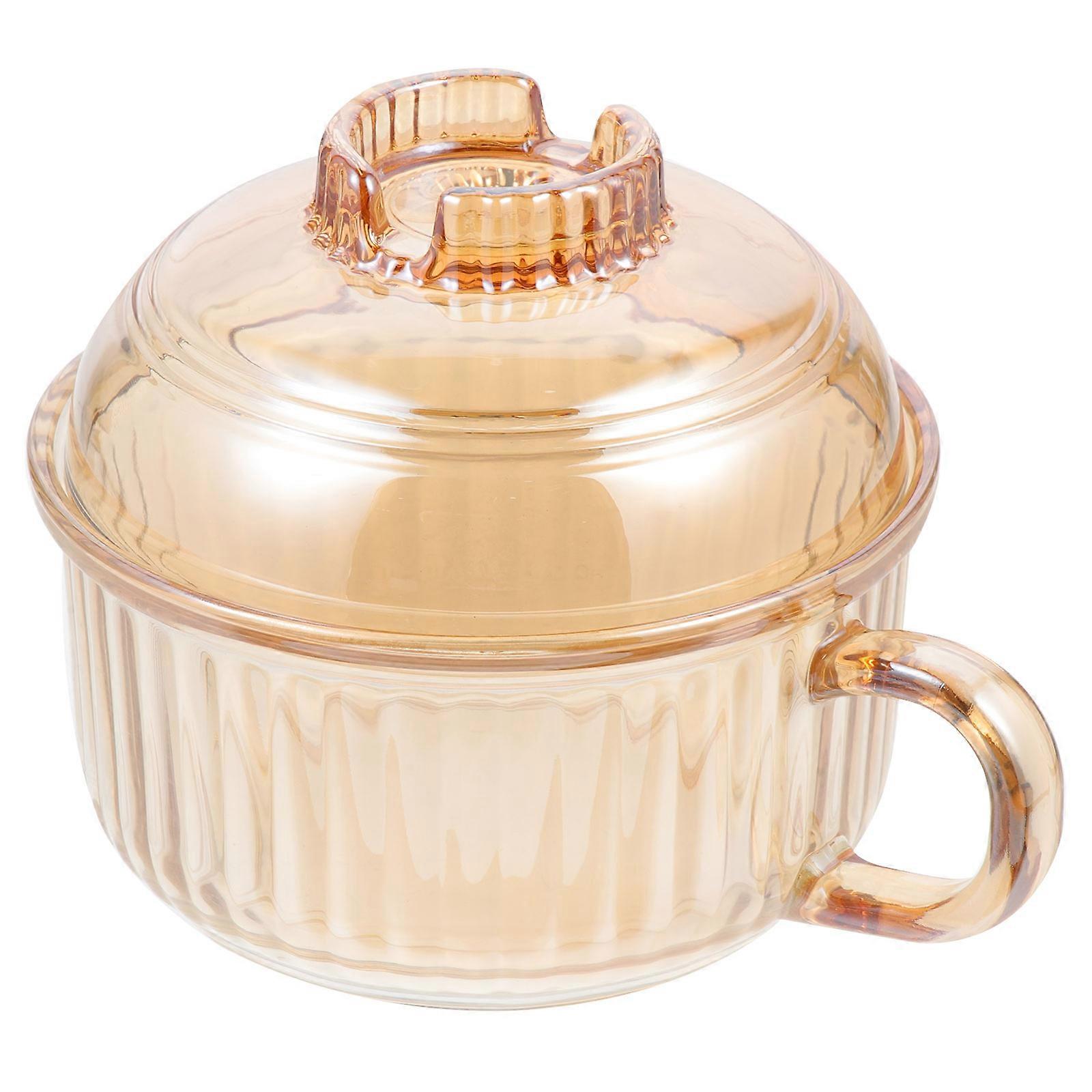 Small Glass Bowl Soup Serving Bowl With Lid For Picnic Travel Heat-Resistant 1Set