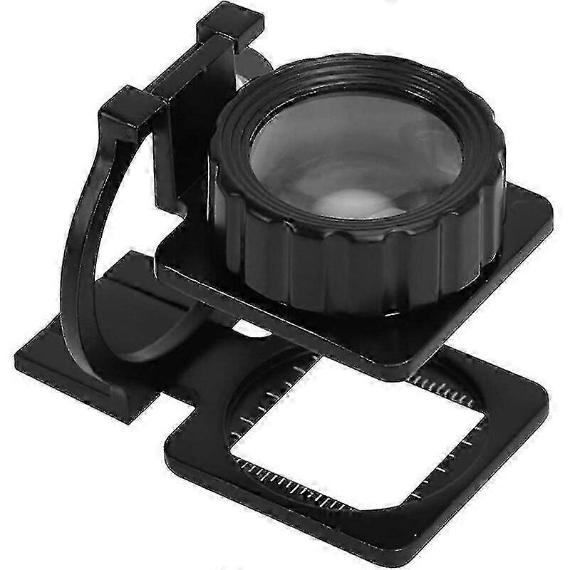 Folding magnifying glass with double optical glass lenses, portable magnifying glass with magnification scale, magnification tool black