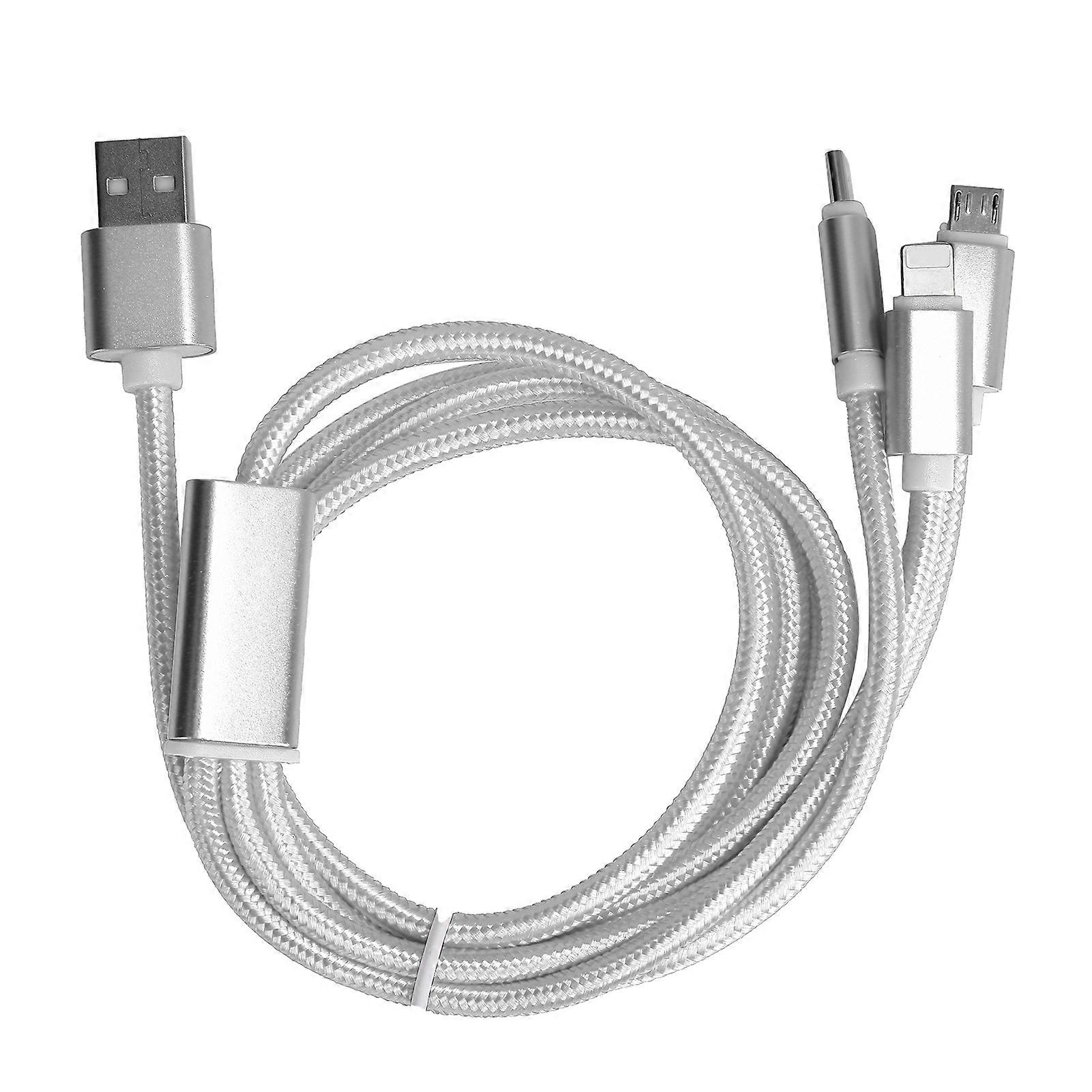 3 in 1 Nylon Braided Multiple USB Fast Charging Cable for IOS/Type C/Micro USB Ports