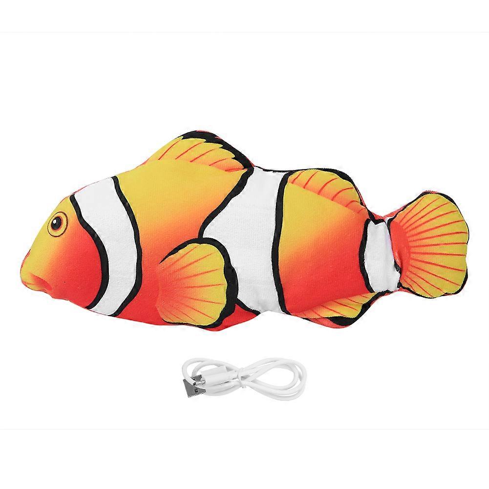 Pet Cat Plush Electric Fish Simulation Swing Clownfish Toy with USB Charging