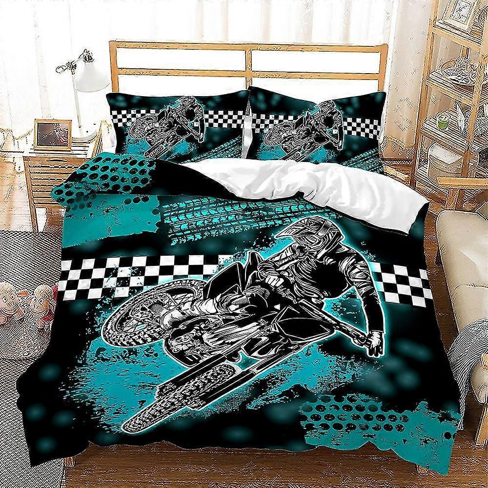 Conjuntos de Cama com Estampa de Motocicleta Colorida para Meninos, Homens e Crianças - Capas de Edredom e Edredom Twin Completos