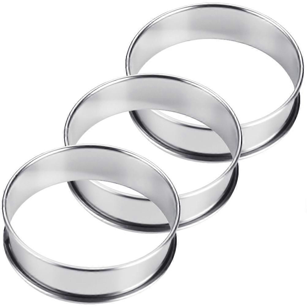Round Mousse Rings Heat Resistant Food Placement Pizza Making Tool 8x8cm Silver Easy to Clean 3Pcs