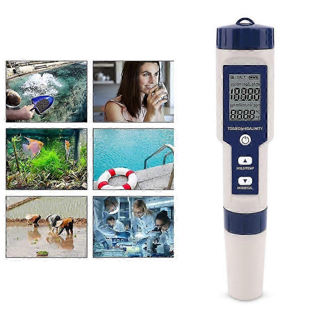 5 în 1 Multifuncțional Tester de calitate a apei Kit de testare a apei Contor de înaltă precizie.