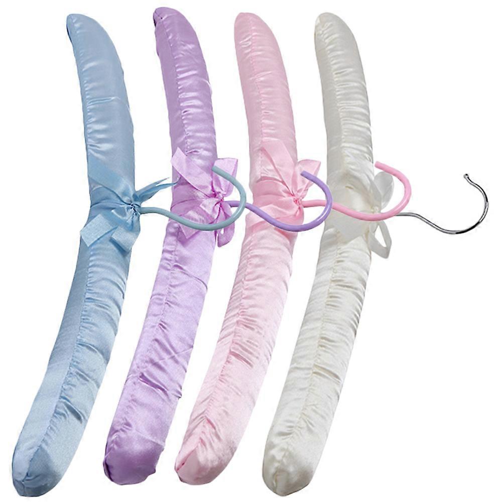 Padded Clothes Hangers Sponge Hangers for Hotel Use Pink Protective Racks 4Pcs