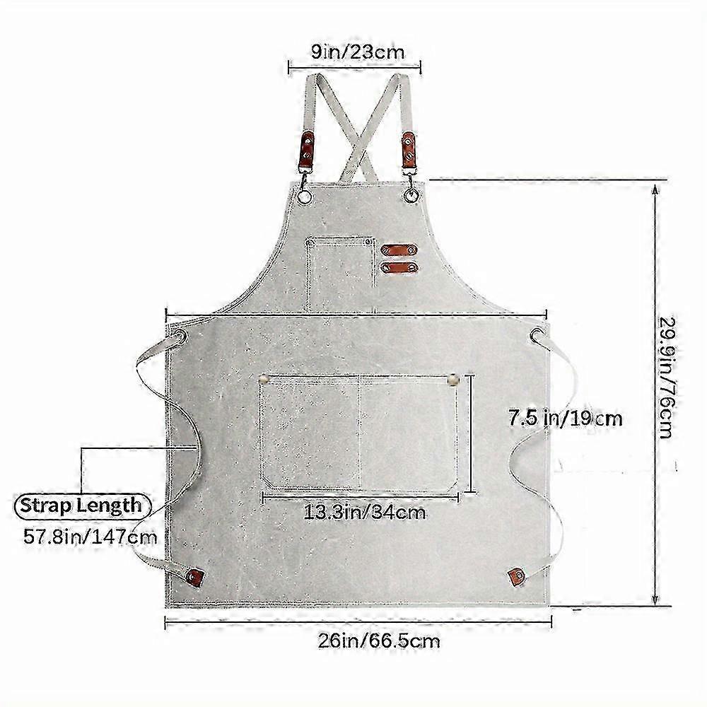 1pc Adjustable Canvas Kitchen Apron with Large Pockets for Cooking and Baking - Ideal Chef Bib Apron for Home and Professional Use