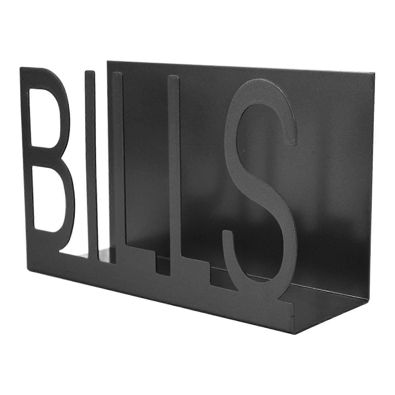 Iron Desktop Mail Organizer, Black, Sturdy for Tables or Counters, Spacious Capacity for Bills and Letters
