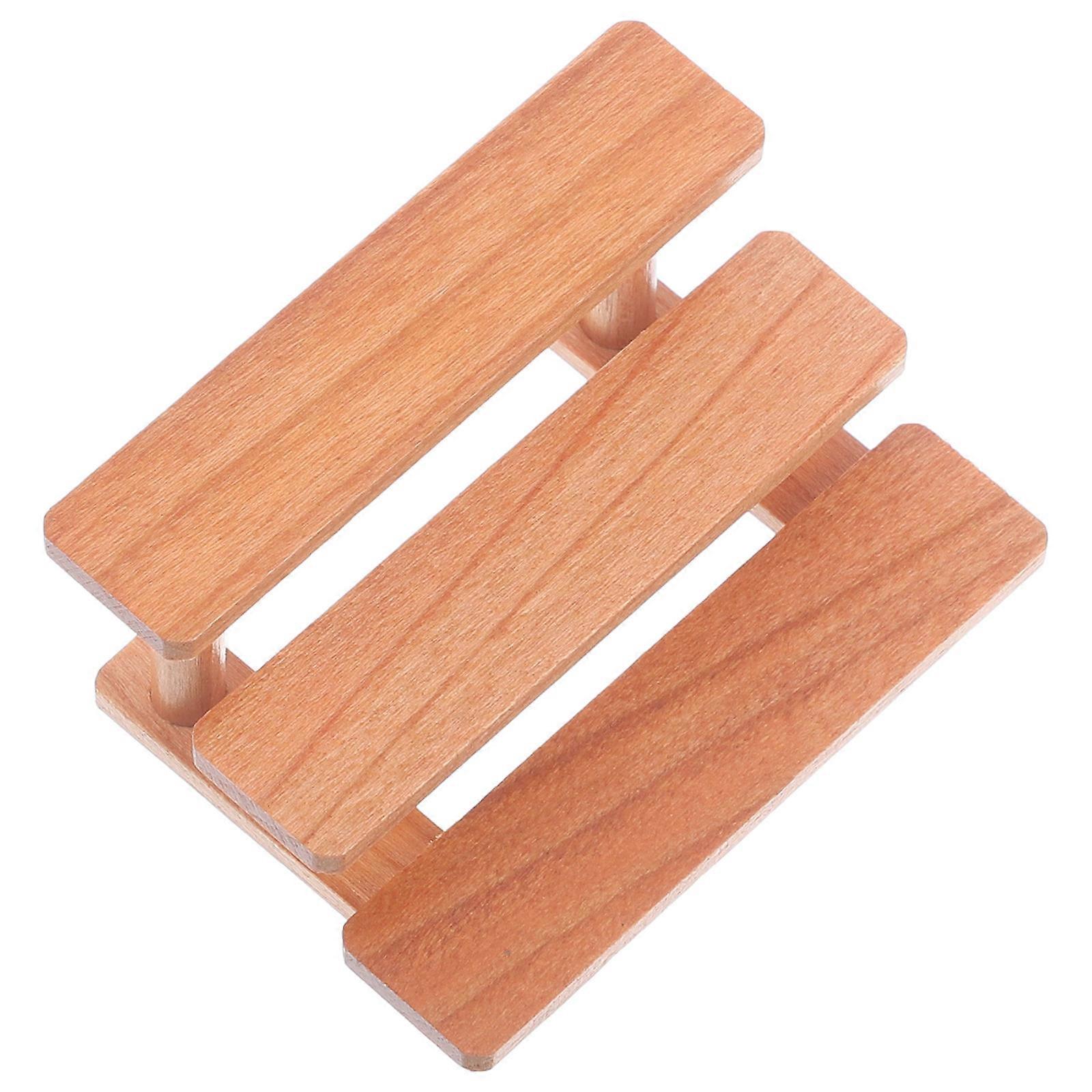 Mini Furniture Wood Display Rack Simulation 3 tier Display Rack Doll House Ornament
