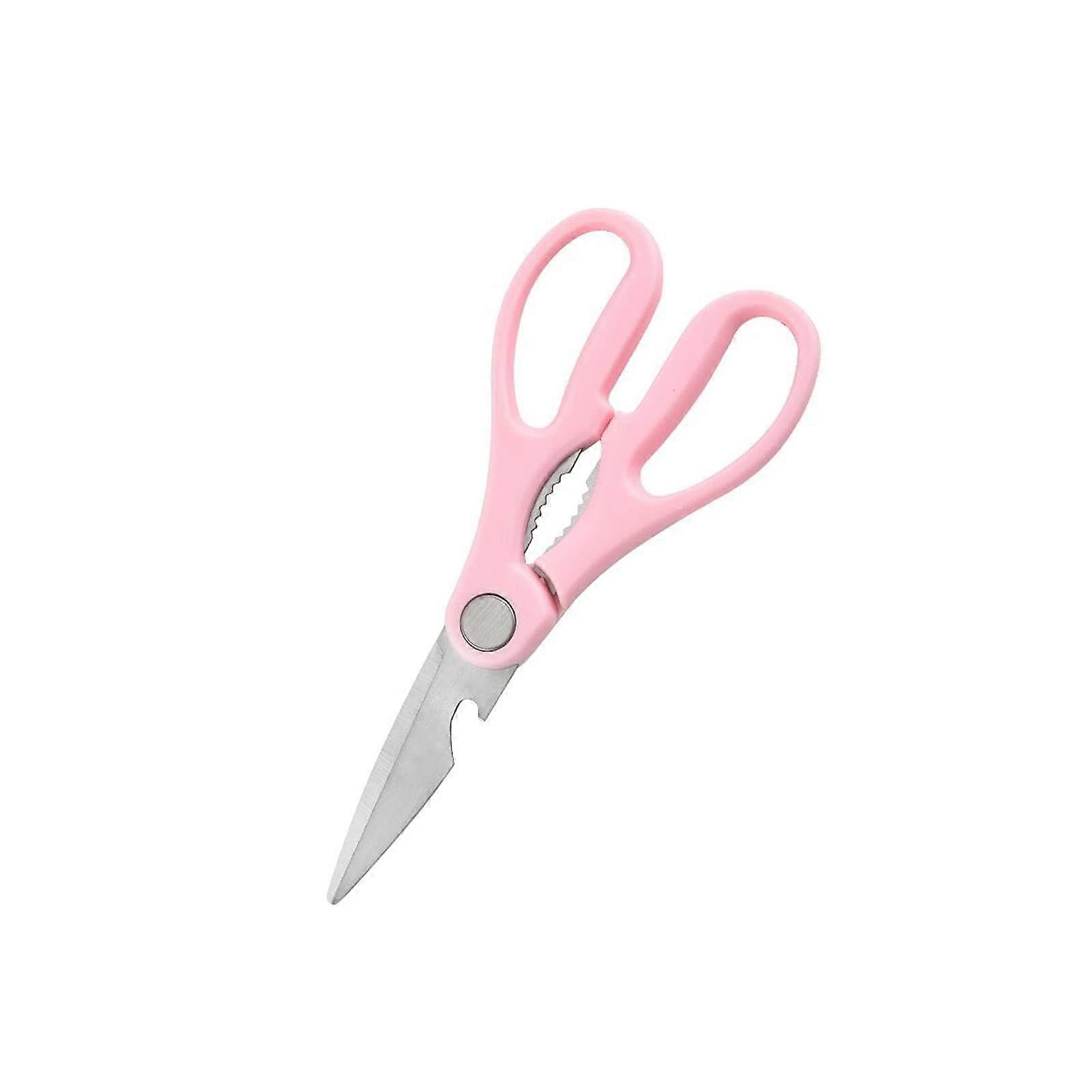 Kitchen Scissors Stainless Steel Multifunctional Chicken Bone Scissors Fish Scissors Kitchen Scissors Walnut Scissors Crab Scissors (Pink)