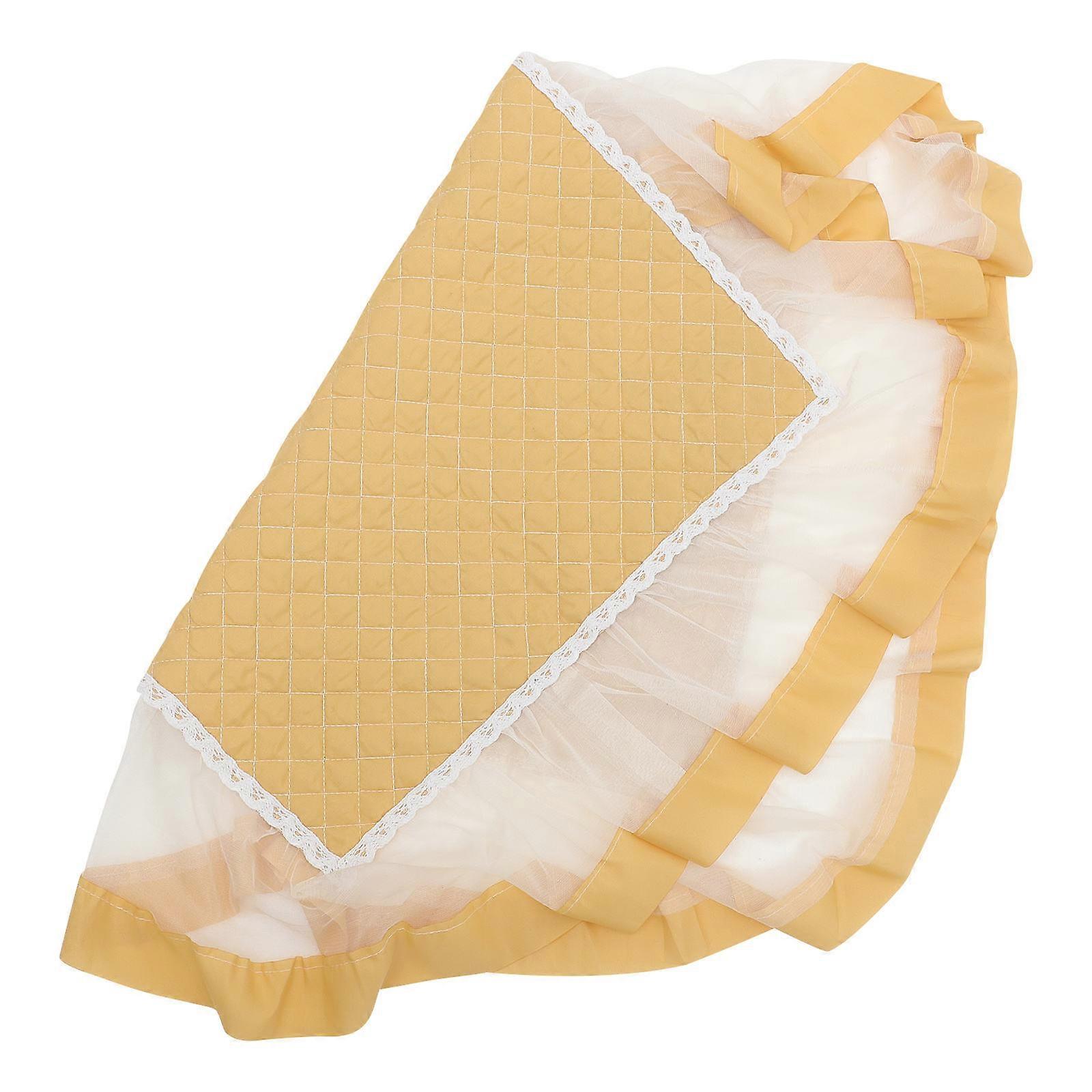 Yellow Plush Furniture Cover with Lace Design for Home Use Suitable for Nightstands Microwave Ovens Refrigerators 1 piece