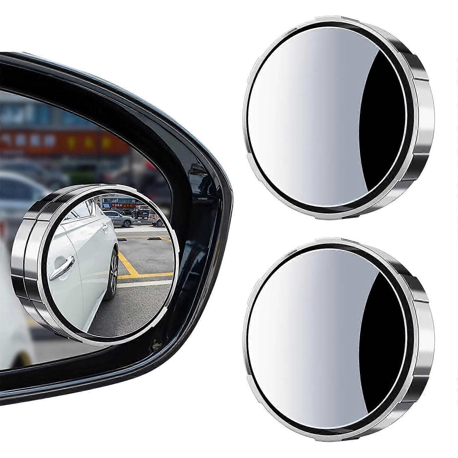 Pack of 2 Car Blind Spot Mirrors, 360° Rotation, Explosionproof Wide Angle Mirror, Adjustable Suction Mirror