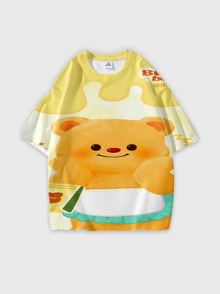 T-shirt round neck Pattern loose short sleeve O230