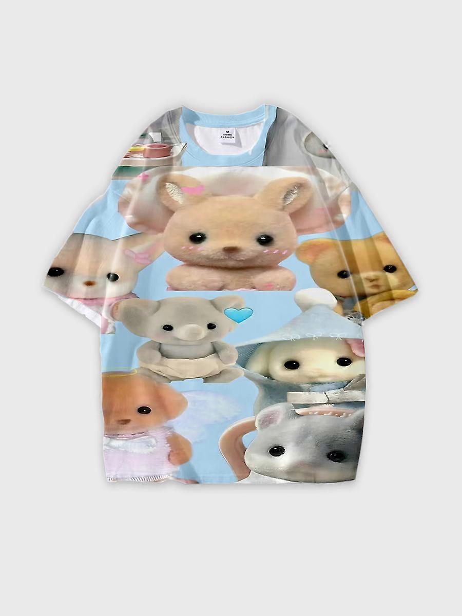 T-shirt round neck Role Pattern loose short sleeve D1884