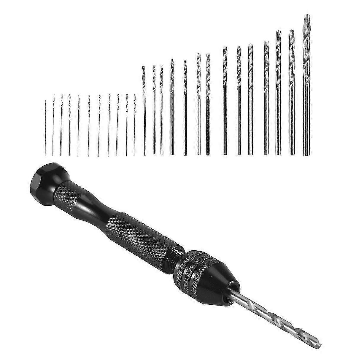 Hand Drill Set Precision Pin Vise With 25 Pieces Mini Twist Drill Bits For Model,Diy,Jewelry Making,