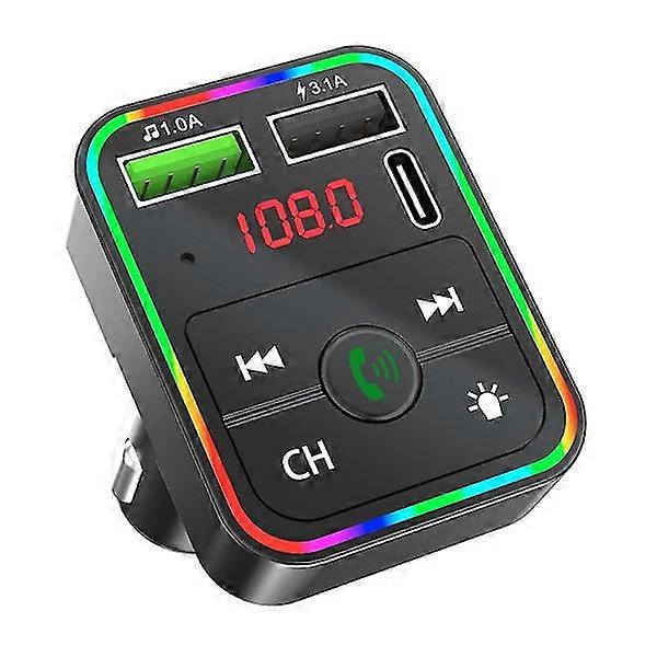 Wireless Bluetooth5.0 FM transmitter dual USB&Type-C fast charging Bluetooth car kit car MP3 player radio adapter supports handsfree calls TF card