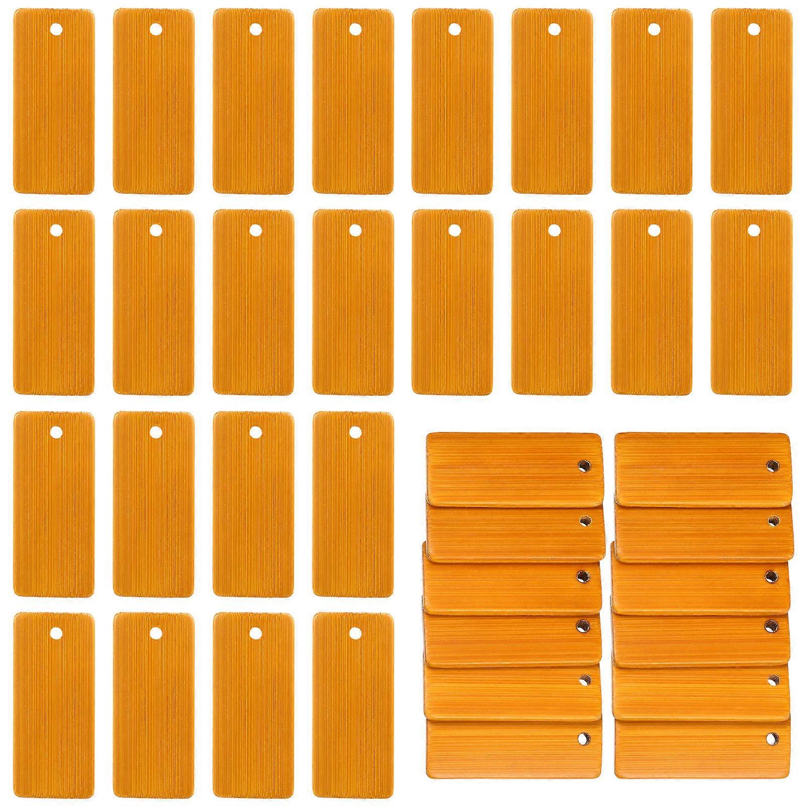 Bamboo Keychain Blanks for DIY Decor Light Brown Rectangular Pendants with Holes 50 Pieces