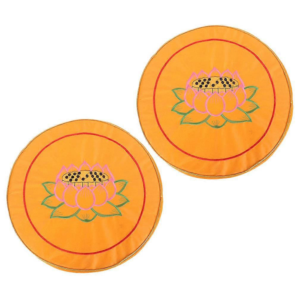 Round Meditation Cushion for Chanting 2Pcs Orange Practical Set