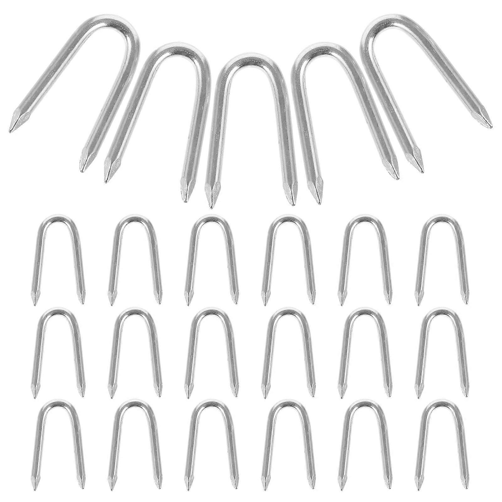 U Shaped Nails for Fixing Fences in Iron Material Beveled Design 50pcs