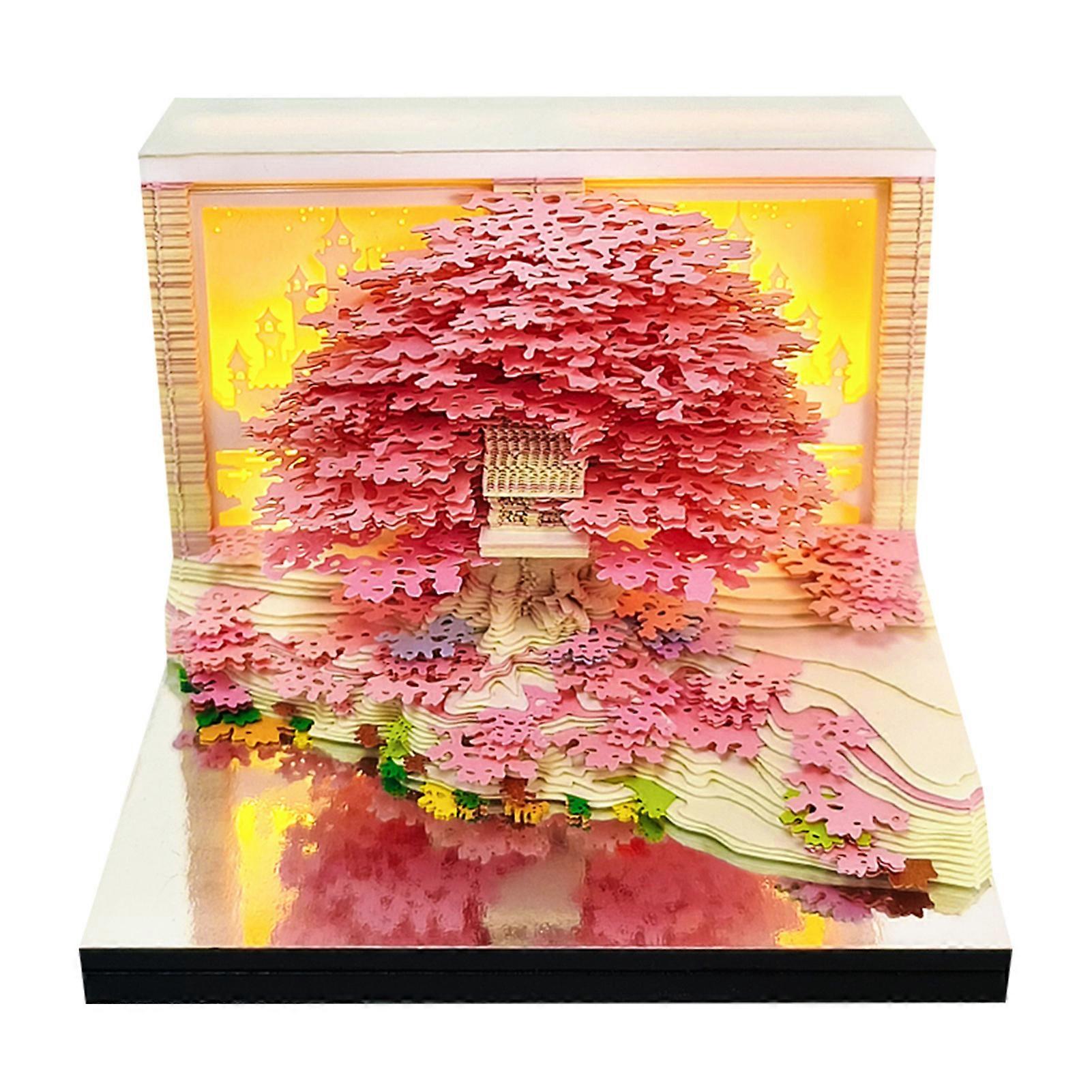 Unique Paper Sculpture Calendar For Desk Decor LED Light Memo Art Note Papers for School Home/Office