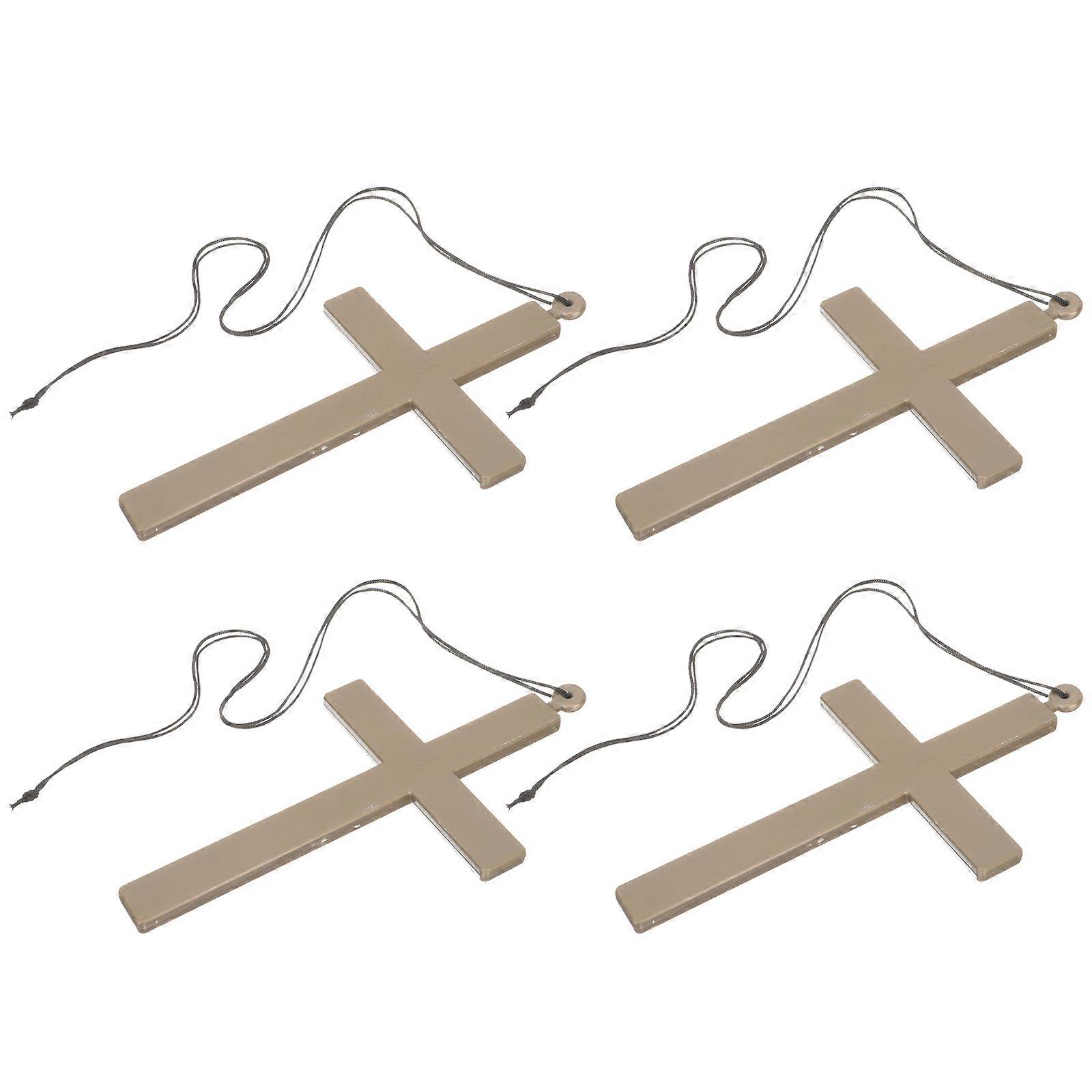 Halloween Cross Necklaces Durable Plastic Crucifix Pendant Set for Party, Masquerade & Celebration Events Nun Monk Accessories