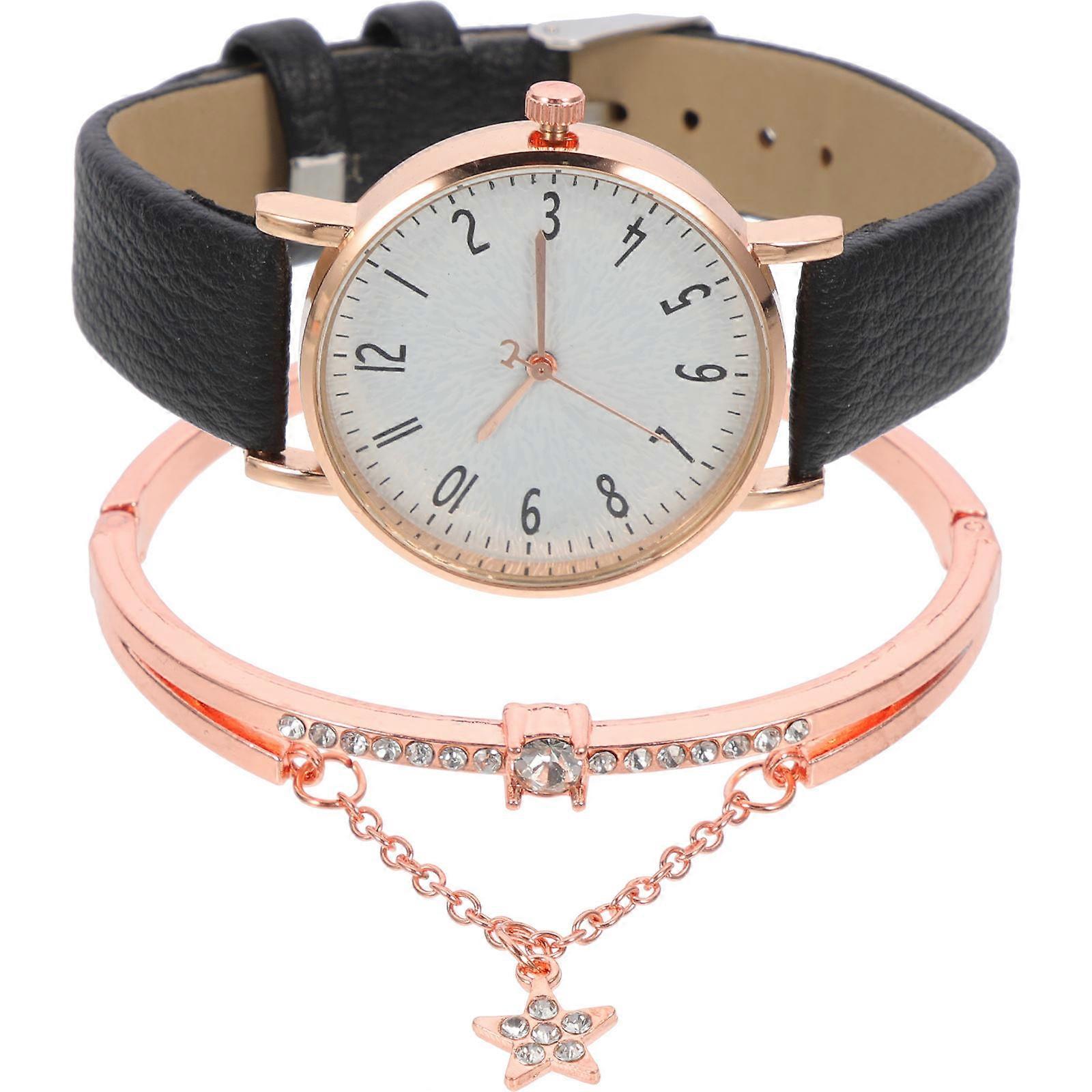 Chic Women's Bangle Cuff Watch Ideal for Banquets and Casual Events in Black Color with Durable Material Providing Accurate Timing in 1 Set