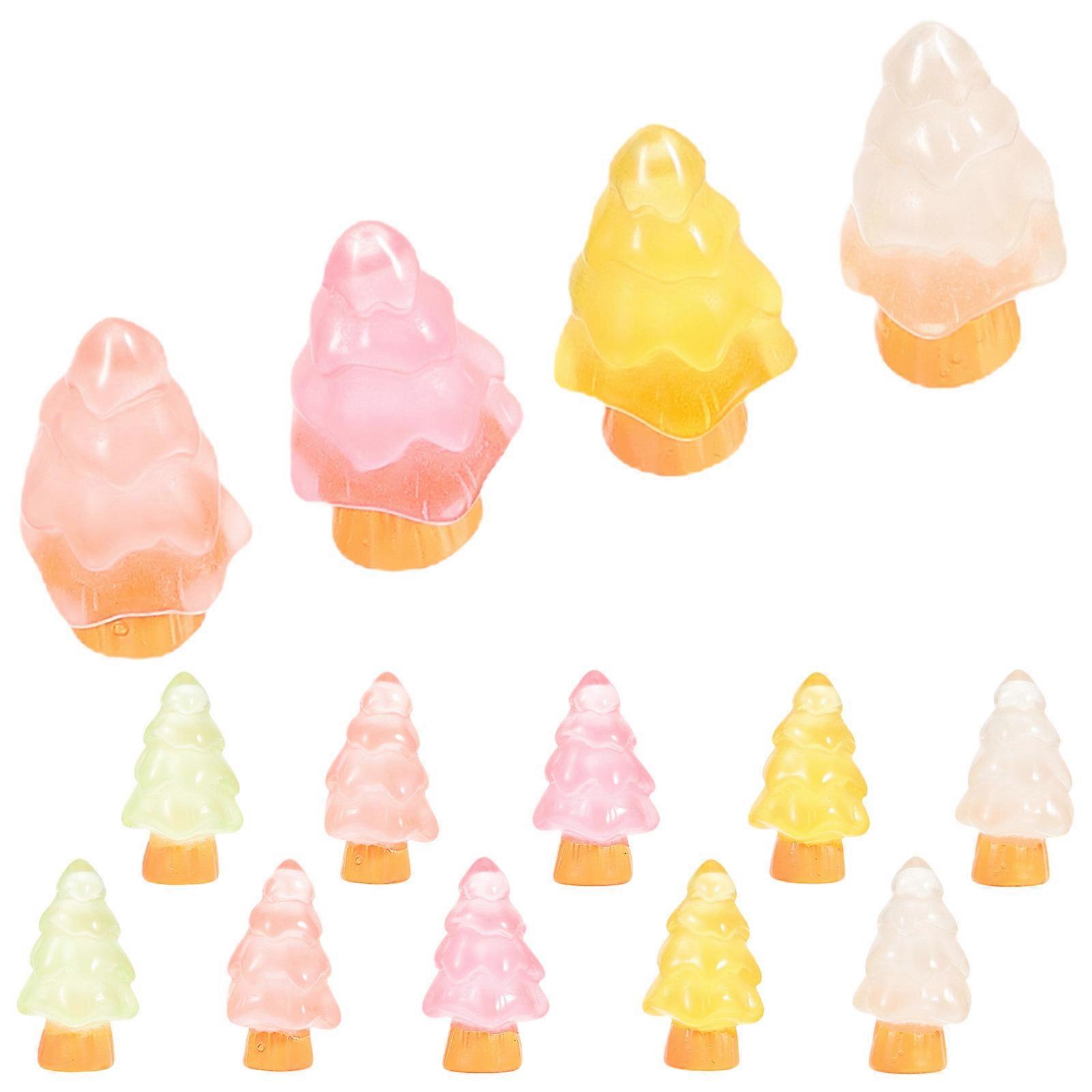 Tree Figurines Luminous Christmas Tree Mini Trees For Table Decor Assorted Color 2x15cm 16Pcs