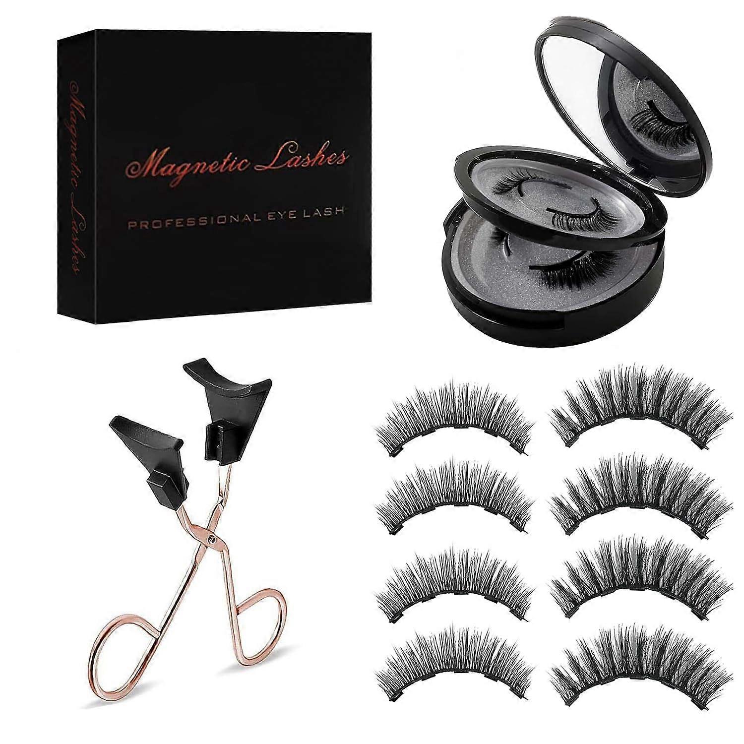 Magnetic eyelashes, double magnetic false eyelashes, no eyeliner needed, reusable false eyelashes with applicator, no glue needed, natural look