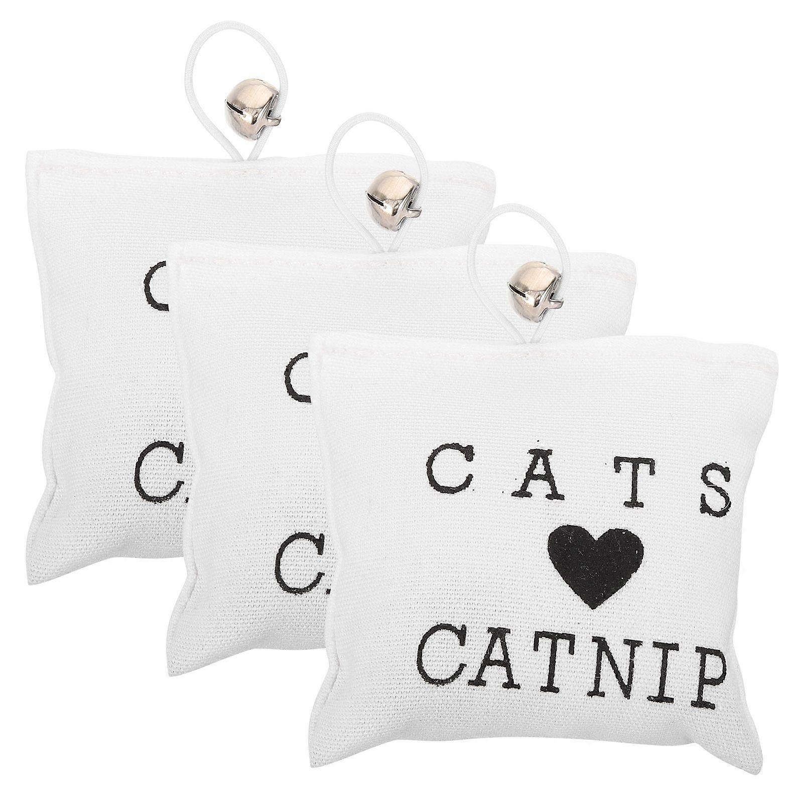 3Pcs Catnip Toys Embroidery Canvas Kitten Toys Assortments Variety Catnip Bag Chew Toys Teeth Cleaning Toys (Random Color)