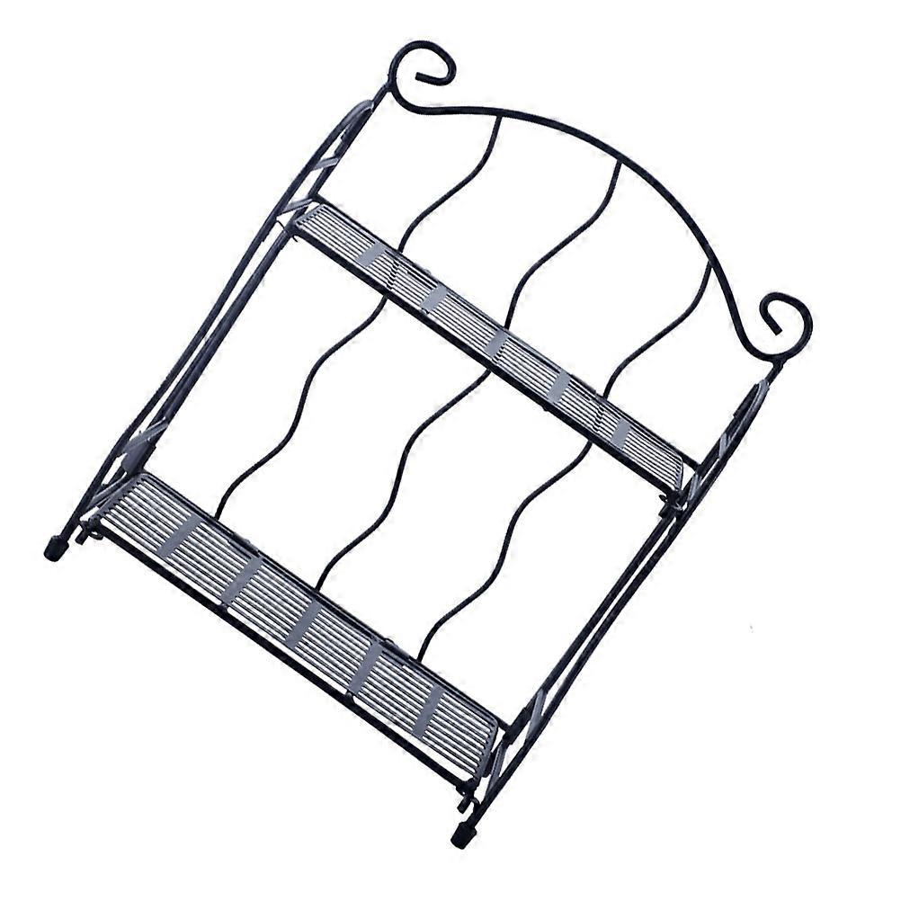 Creative Two Tier Iron Desktop Organizer Rack – Large Capacity Storage Shelf for Office & Home Use, Rounded Edges Design for Safe and Efficient
