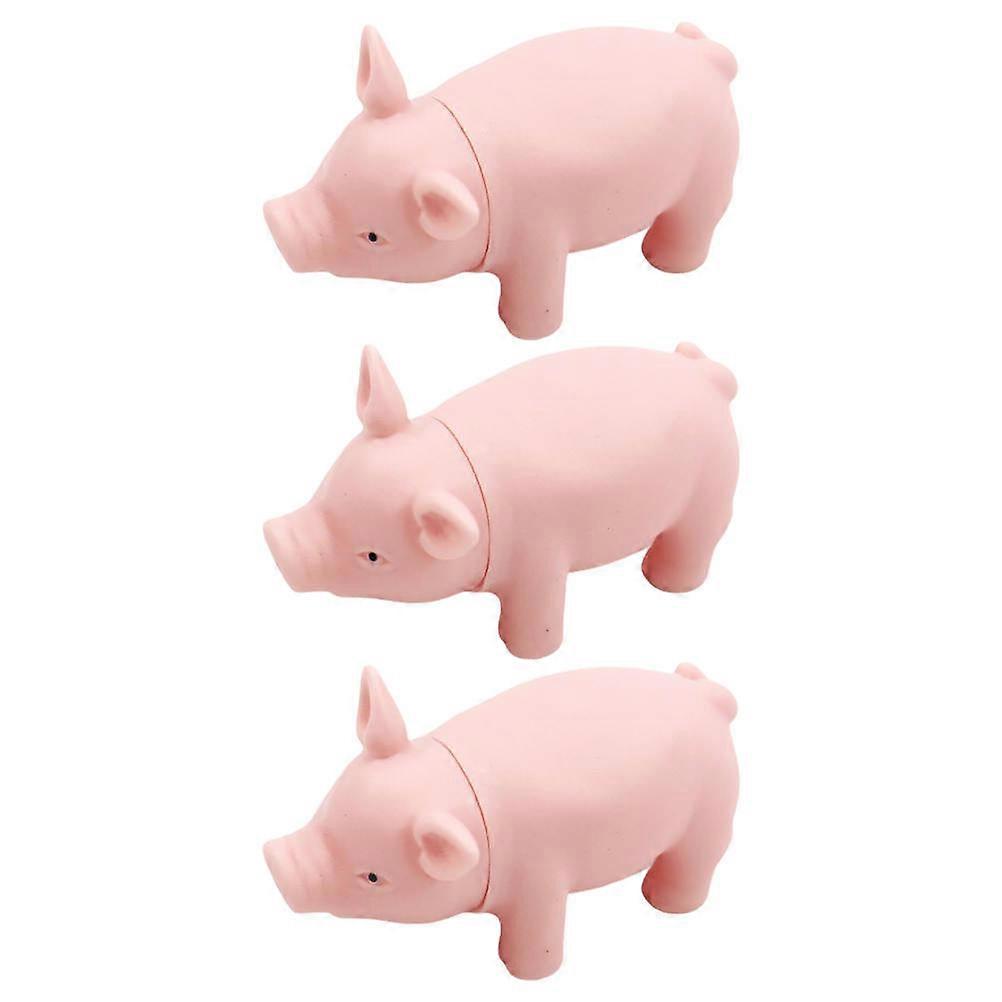 Pink Plastic Pet Toys for Dog with Sound Production 3 Pcs Set for Pet Use