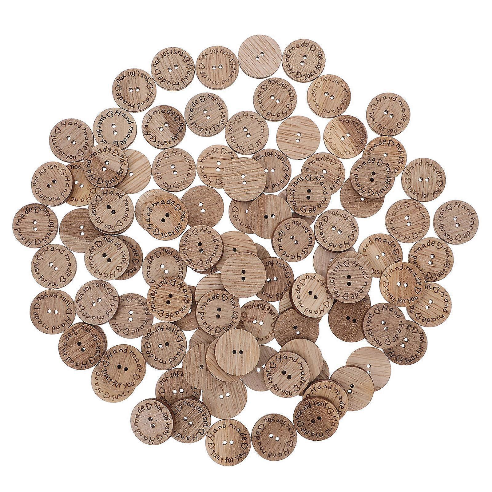 Wooden Buttons for Sewing Craft Projects with Unique Designs and Durable Wood Material Light Yellow Color