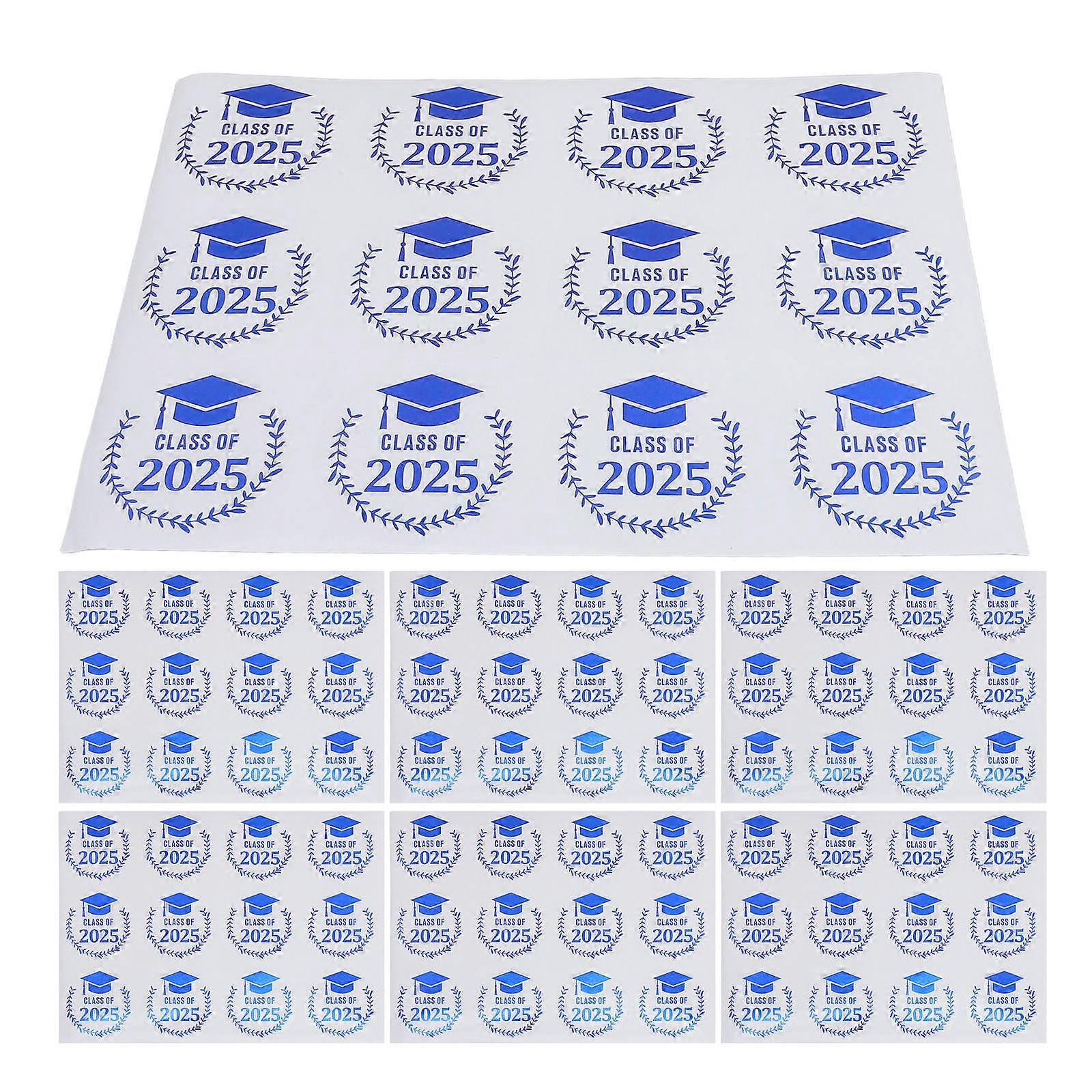 Blue PET Self Adhesive Graduation Cap Stickers for Party Decorations 10 Sheets