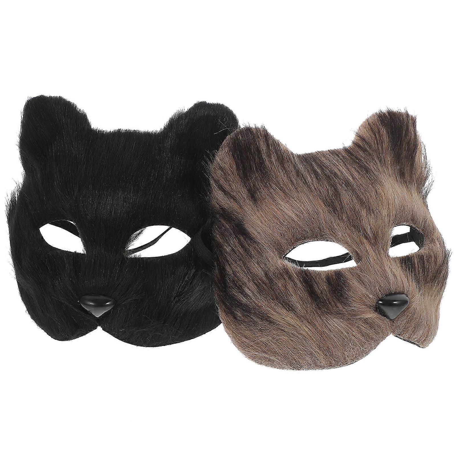 Realistic Fox Mask For Halloween Party Decoration Plastic Comfortable 2Pcs