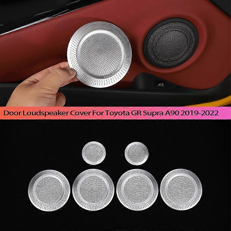 6Pcs Aluminum Alloy Inner Profile Aluminum Alloy Speaker Car Door o Speaker Cover Sticker For Toyota GR Supra A90 2019-22