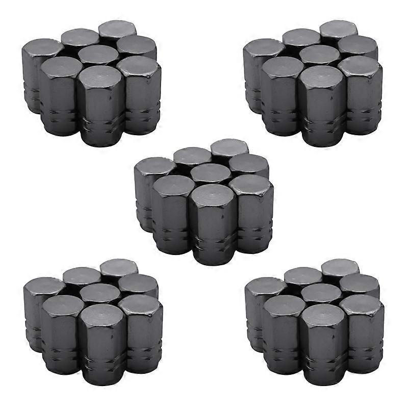 40pcs Tire Valve Stem Nuts Wheel Valve Covers Car Dustproof Tire, Hexagonal Shape Titanium Grey