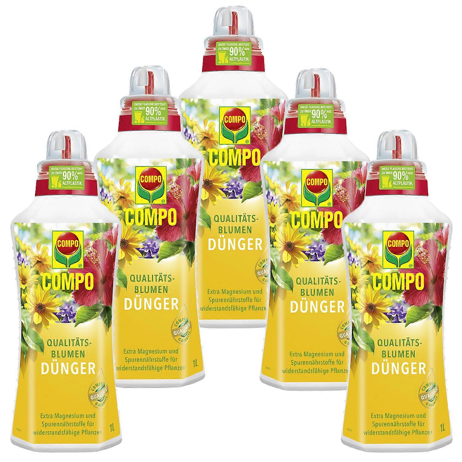 5 x COMPO quality flower fertilizer, 1 liter